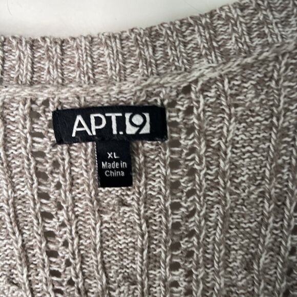 Apt 9 Lt Brown & Cream Tweed Open Weave Cable Cardigan Sweater, Cotton Blend, XL - Picture 3 of 8